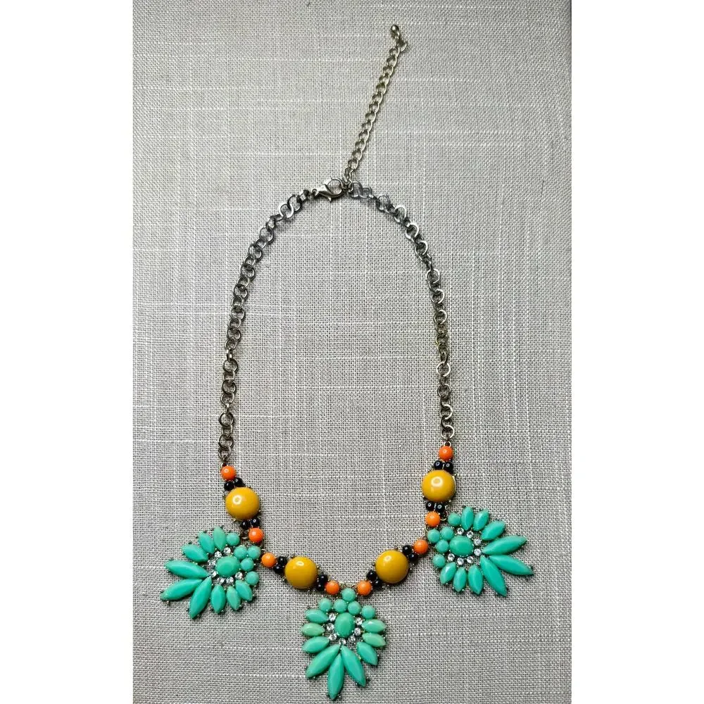 Y2K Statement Necklace Glow Black Light Gold Tone Rhinestone Bib Adjustable - Picture 9 of 13